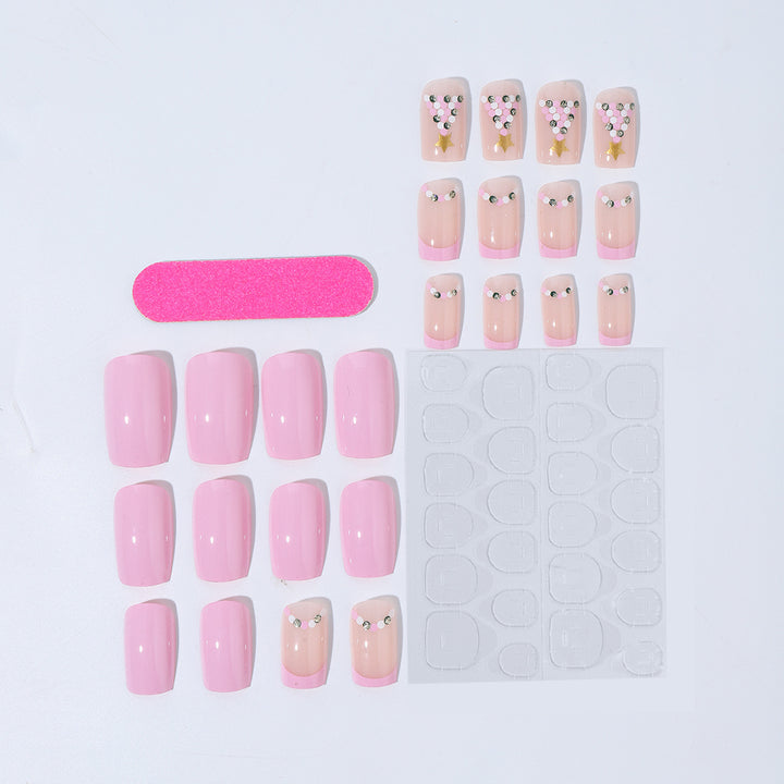 Artificial nail set with festive Christmas tree design and glitter decorations Bowlift