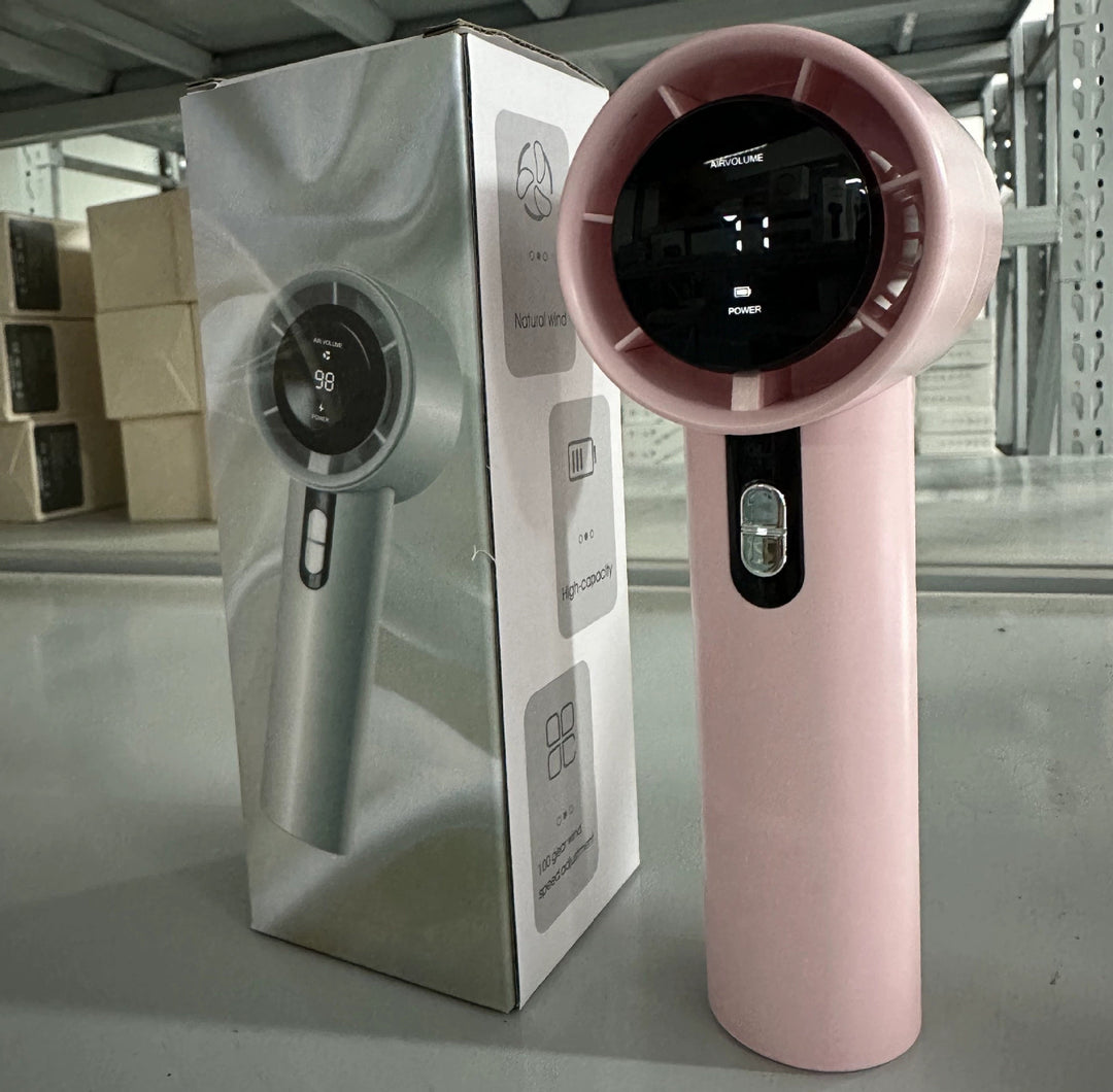 Women's Portable Handheld Fan with Smart LED Display Bowlift