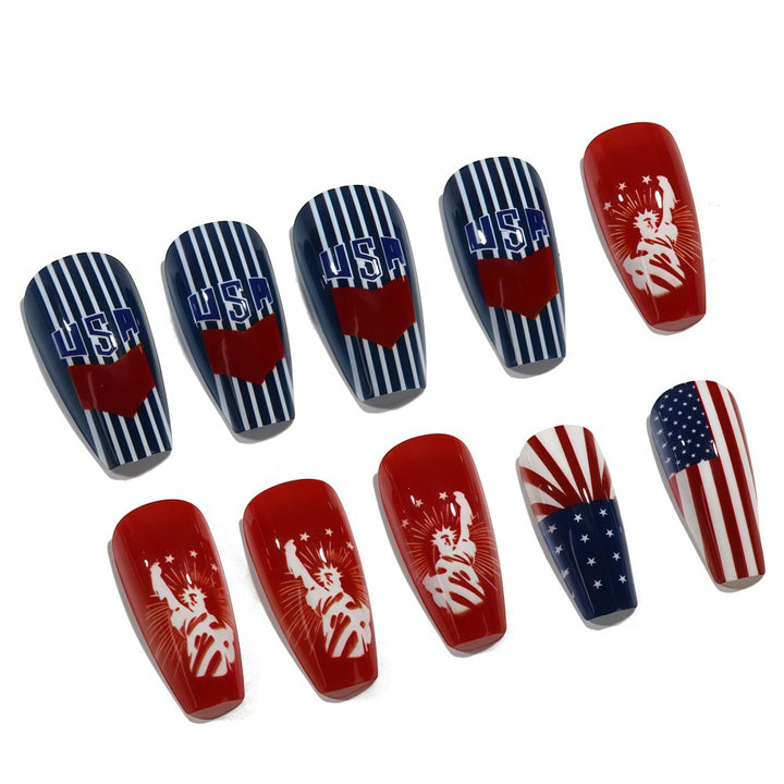 Artificial nails with patriotic design Bowlift