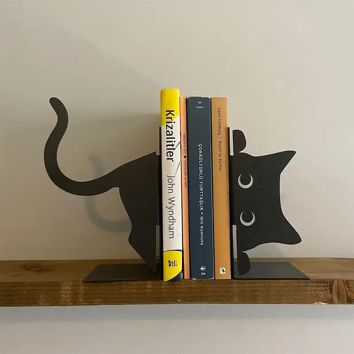 Cat-Shaped Metal Bookends