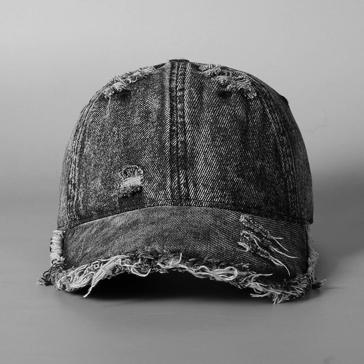 Men's Distressed Vintage Denim Baseball Cap Bowlift