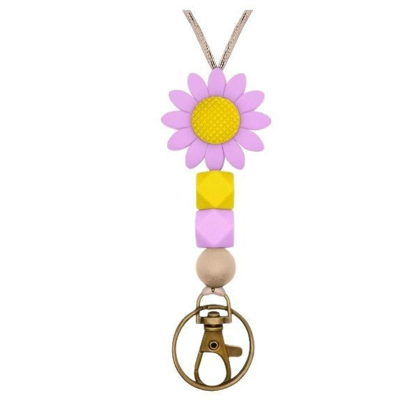 Colorful Flower-Themed Beaded Keychain Holder Bowlift