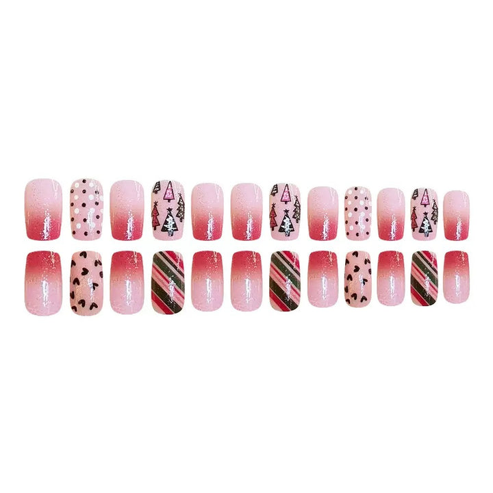 Artificial nail set with festive Christmas motifs and sparkling accents Bowlift