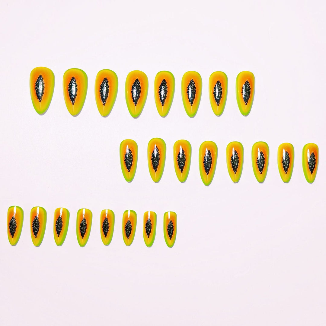 Artificial Nails in Exotic Papaya Design Bowlift