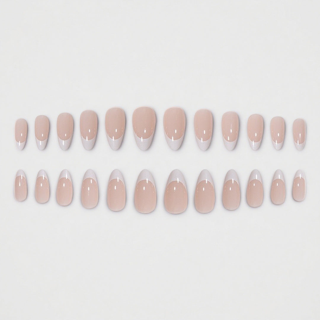 Elegant French Tip Press-On Nail Set Bowlift