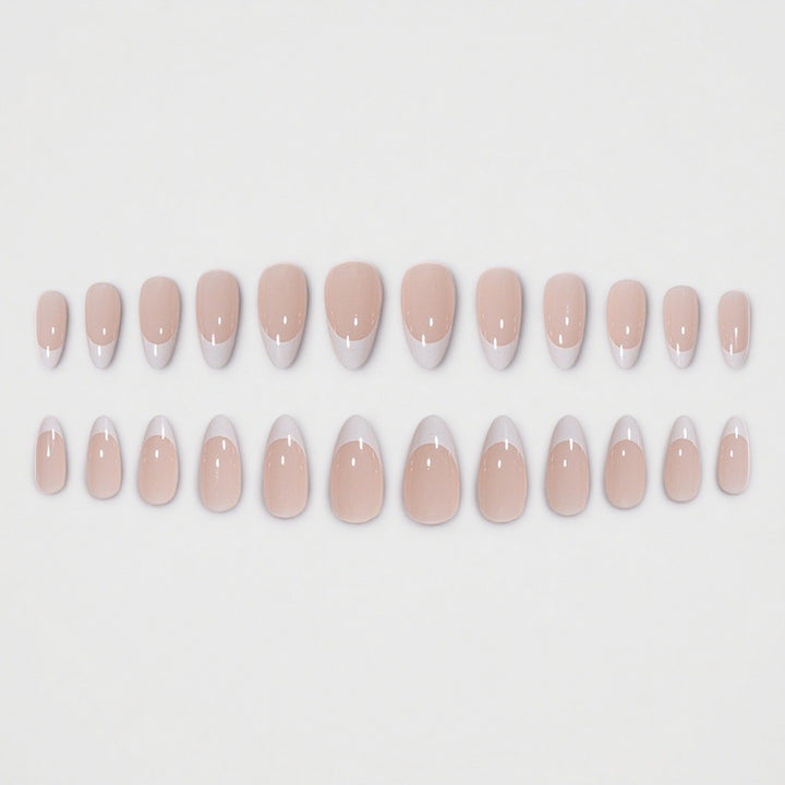 Elegant French Tip Press-On Nail Set Bowlift
