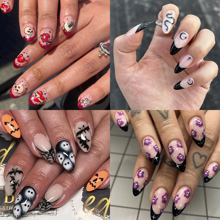 Halloween-Themed Artistic Press-On Nail Set Bowlift
