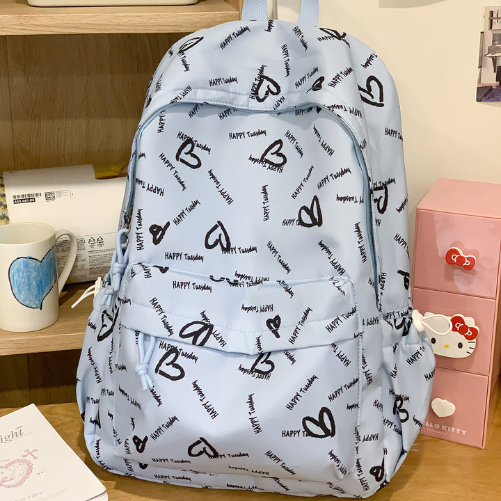 Playful Heart-Patterned Backpack Bowlift
