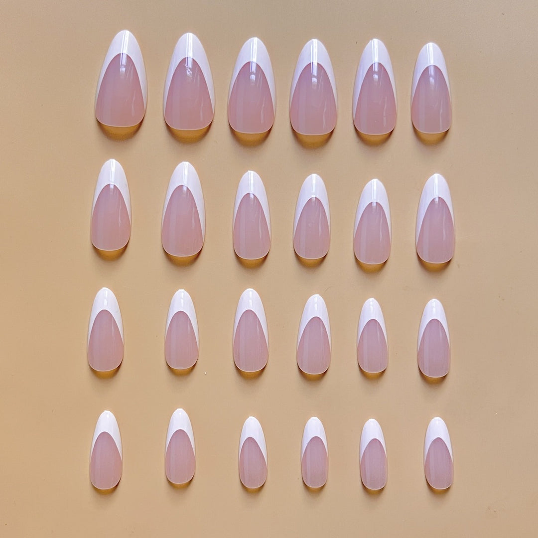 Elegant French Tip Almond-Shaped Nail Extensions Bowlift