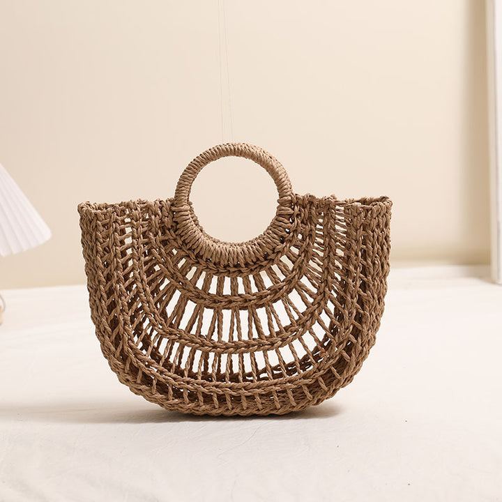 Handcrafted basket bag with stylish ring handle Bowlift