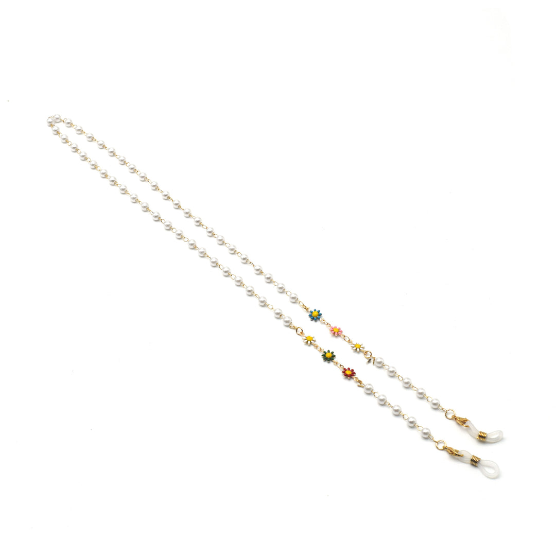 Elegant Pearl and Colorful Gemstone Eyewear Chain Bowlift