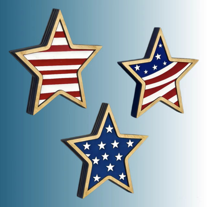Unisex nan distressed layered farmhouse star wall sculpture with carved dimensional panels Bowlift