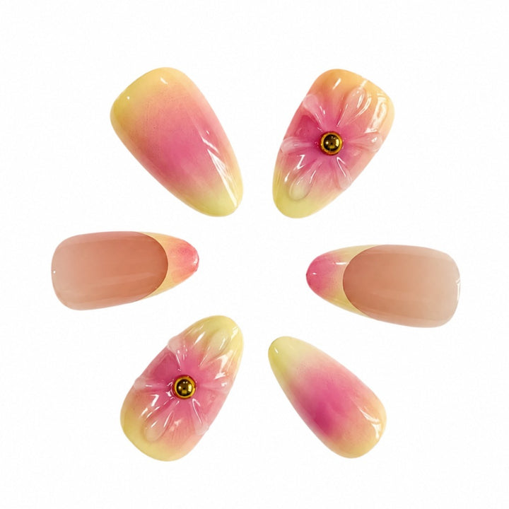 Artistic Floral Press-On Nail Set Bowlift 1787395270