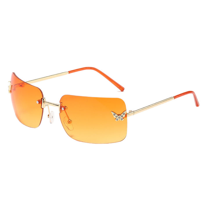 Women elegant oversized sunglasses with woven golden frame Bowlift