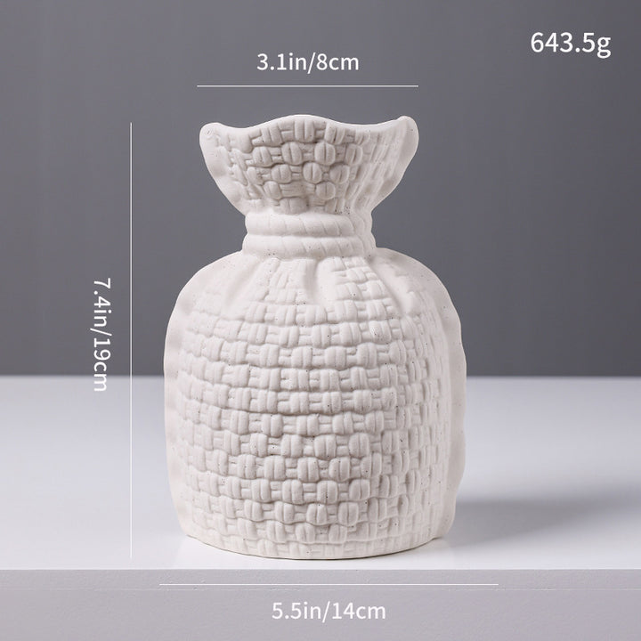 Woven Texture Ceramic Vase Bowlift