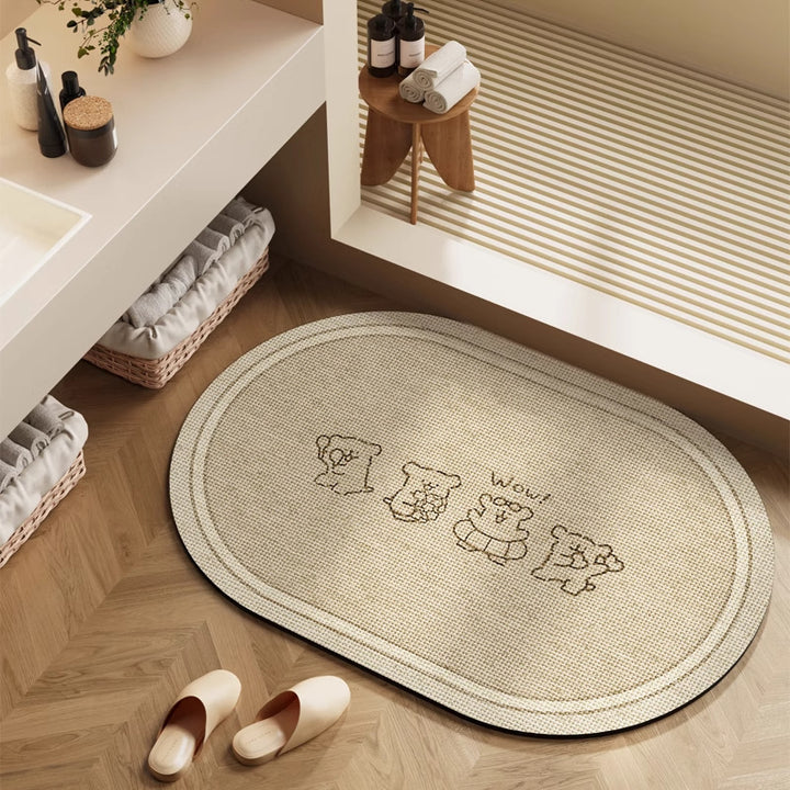 Playful Cartoon Character Bath Mat