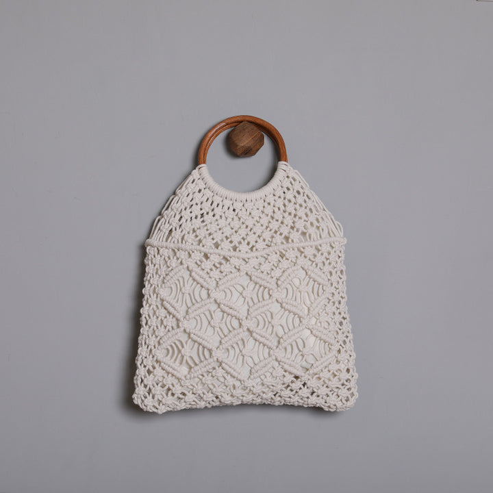 Macrame bag with wooden handle Bowlift