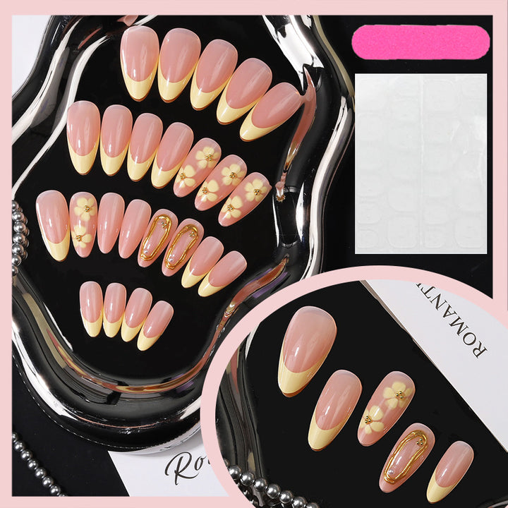Elegant Floral Press-On Nail Set Bowlift