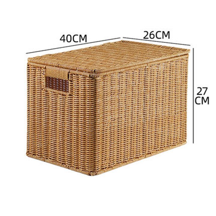 Women's Rectangular Storage Basket with Lid made of Natural Material Bowlift