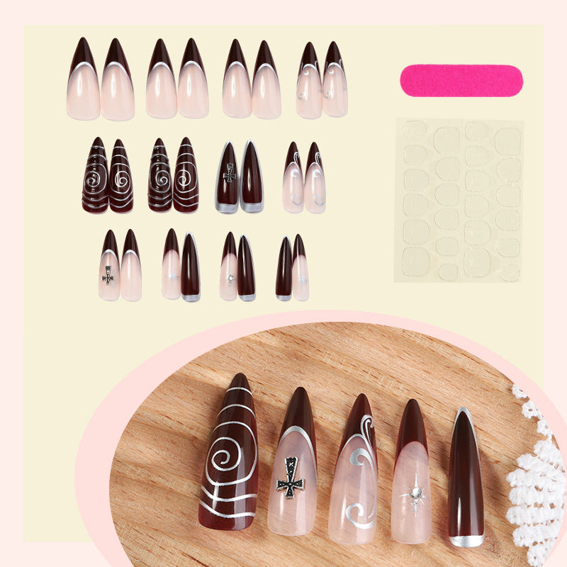 Artistic Stiletto Press-On Nails Set with Elaborate Designs Bowlift