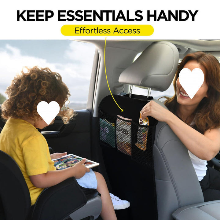 Heavy-duty waterproof backseat car seat protector with mesh storage pockets and anti-slip backing Bowlift