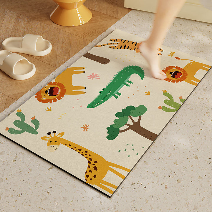 Fun Illustrated Animal Bath Mat Bowlift