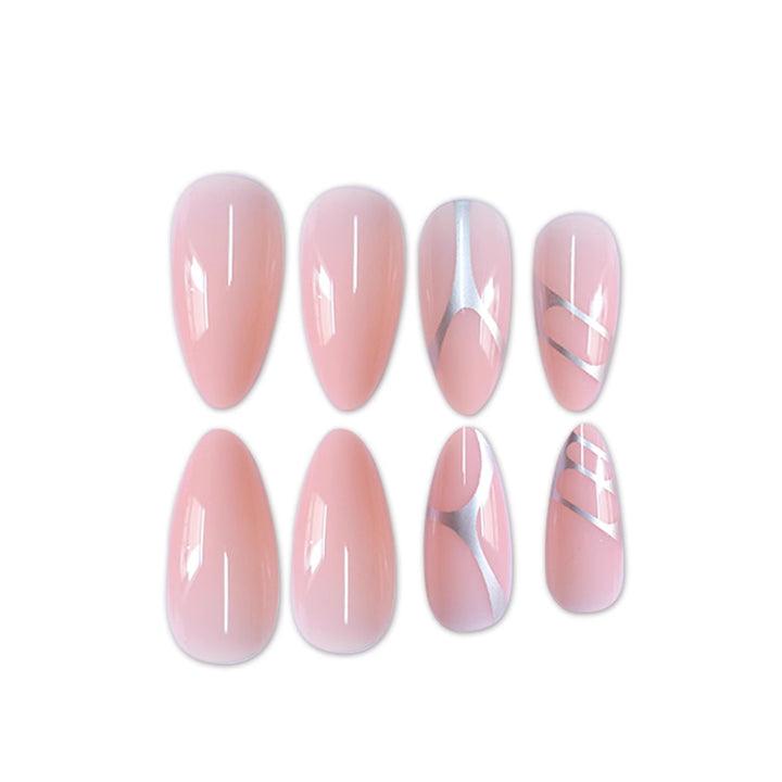 Elegant Stiletto Press-On Nail Set with Artistic Metal Accents Bowlift