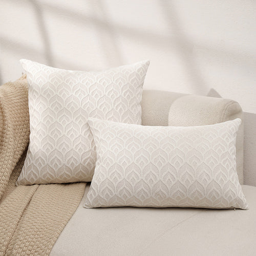 Textured Leaf Patterned Throw Pillow