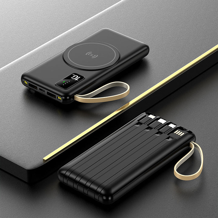 Portable Qi-Charging Power Bank with Multifunctional USB Ports Bowlift
