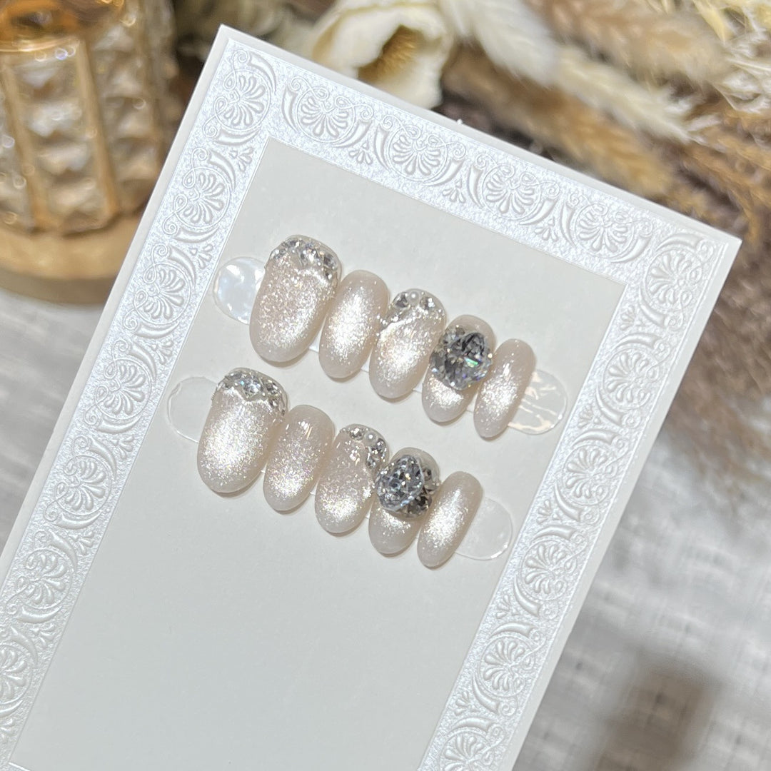 Luxury Gemstone Embellished Press-On Nail Art Bowlift