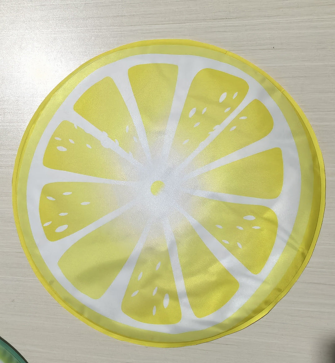 Unisex nano round beach towel made of microfiber with citrus slice pattern and sand-free design Bowlift