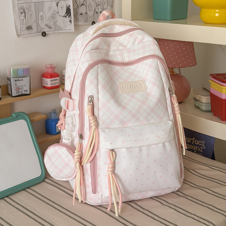 Stylish Checkerboard Patterned Backpack Bowlift