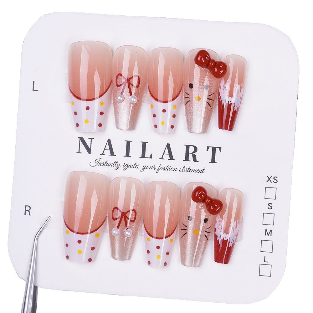 Artistic Press-On Nail Set with Character Themes Bowlift