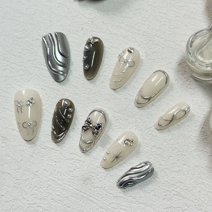 Artistic Marble Effect Nail Tips Bowlift