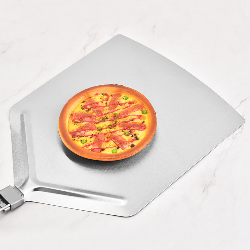 long-handled perforated pizza peel set with wooden handle stainless steel cutter and triangle server Bowlift