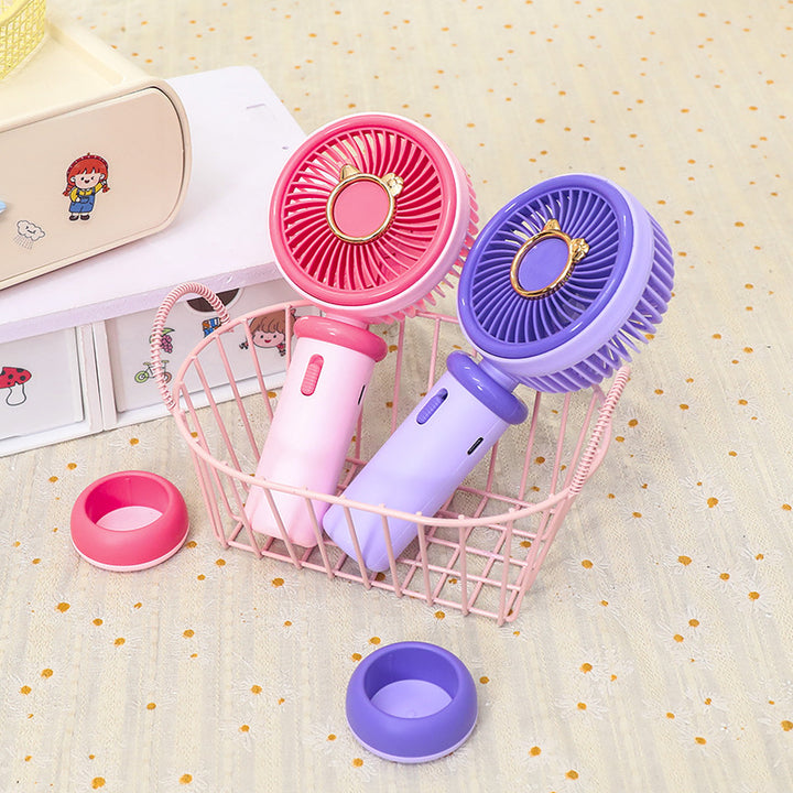 Women Portable Handheld Fan with Cute Cat Design Bowlift