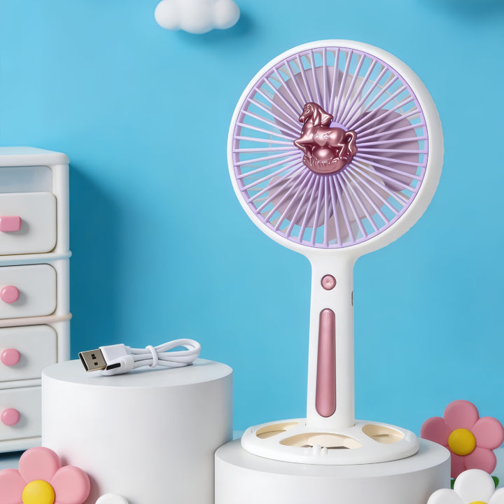 Women's Portable Mini Fan with USB Charging Function and Ergonomic Handle Bowlift