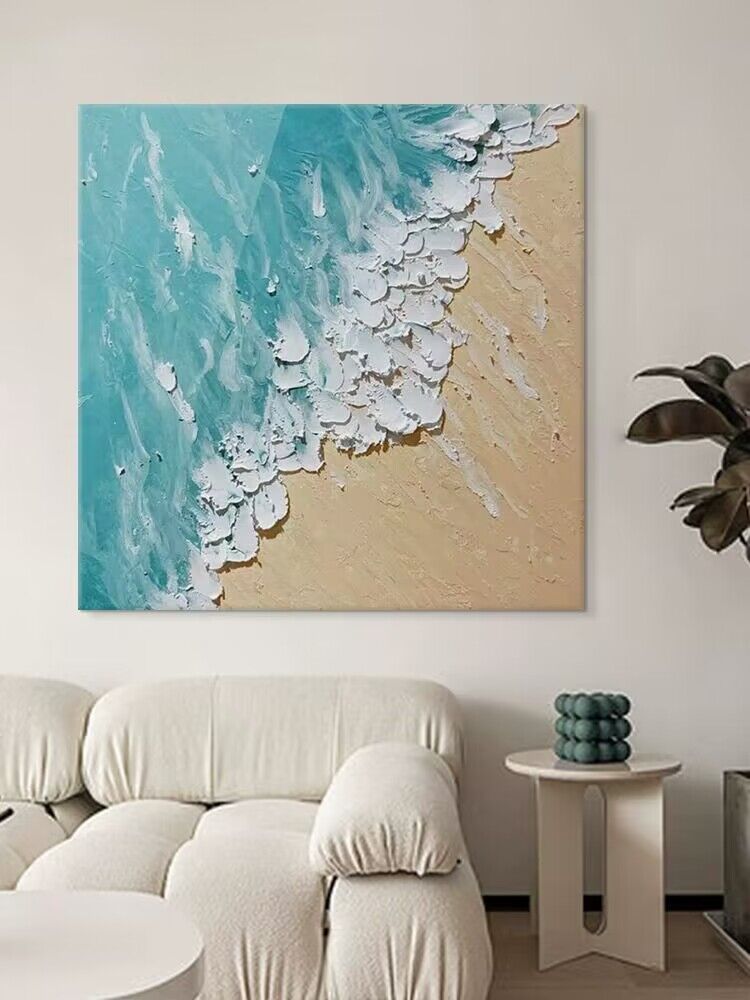 Ocean-Inspired Textured Canvas Art