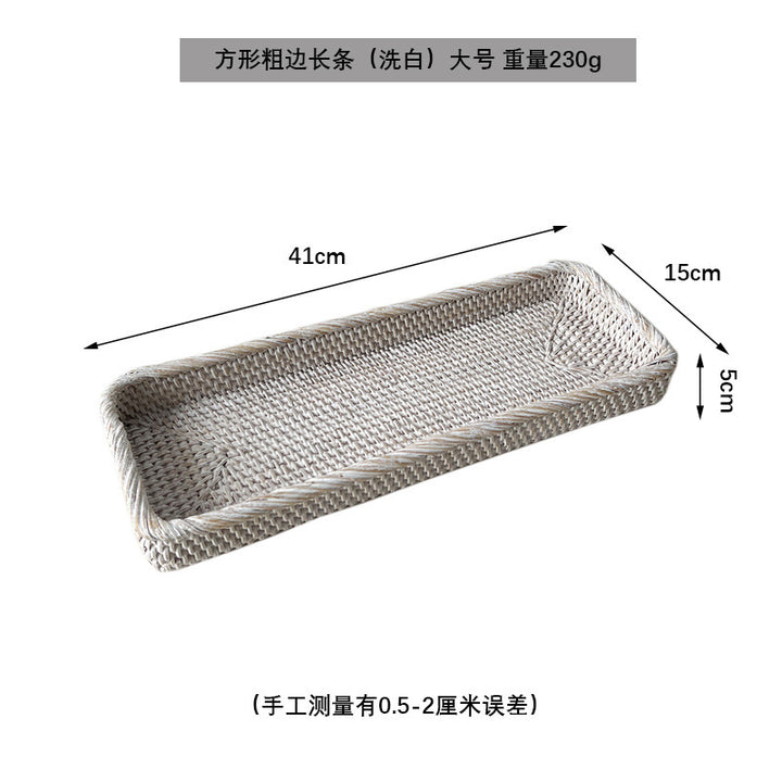 Women rectangular serving platter made of woven natural material Bowlift