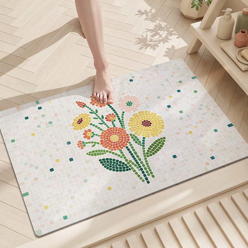 Floral Mosaic Bathroom Mat Bowlift