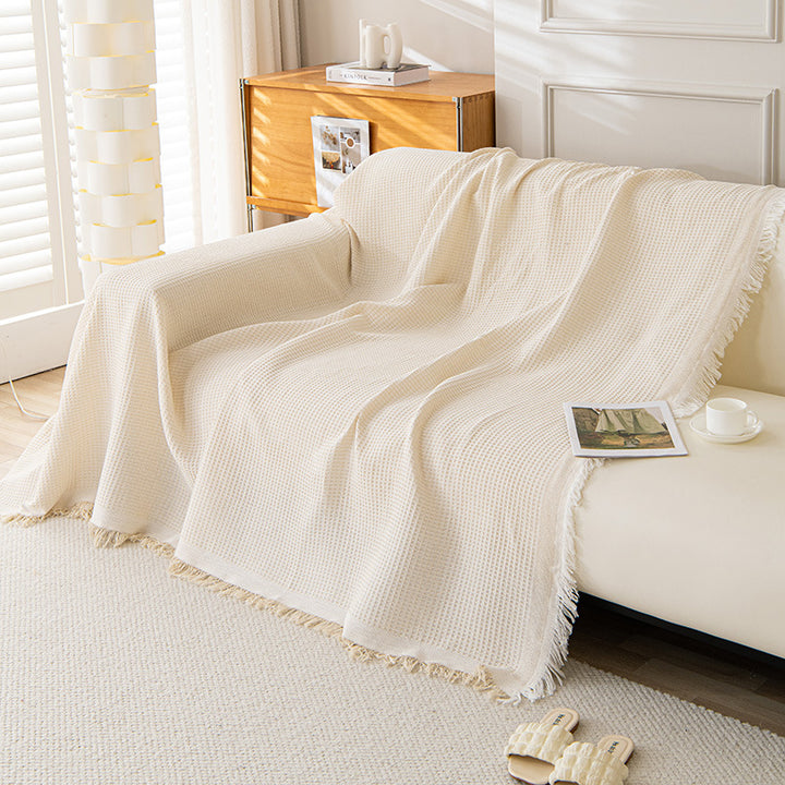 Decorative Fringed Geometric Jacquard Sofa Throw Cover Bowlift