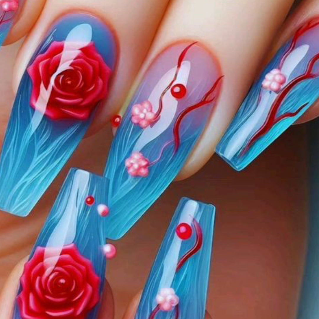 Floral 3D Nail Art Extensions Bowlift