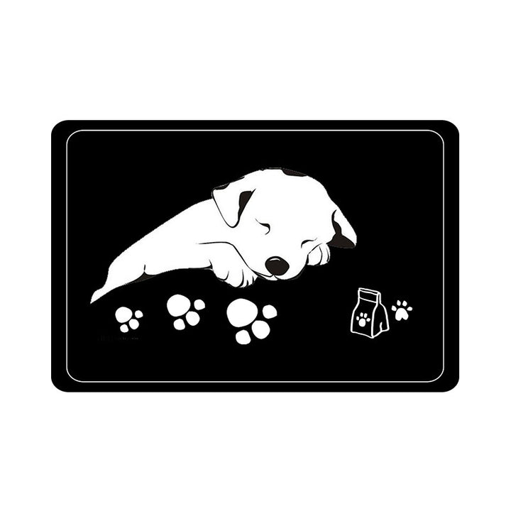 Non-Slip Waterproof Pet Feeding Mat with Raised Edge and Cat Silhouette Bowlift