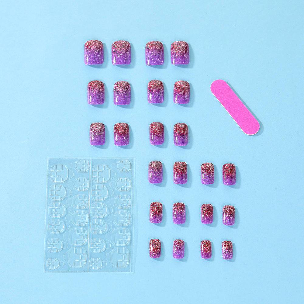 Glittering artificial nails with gradient Bowlift