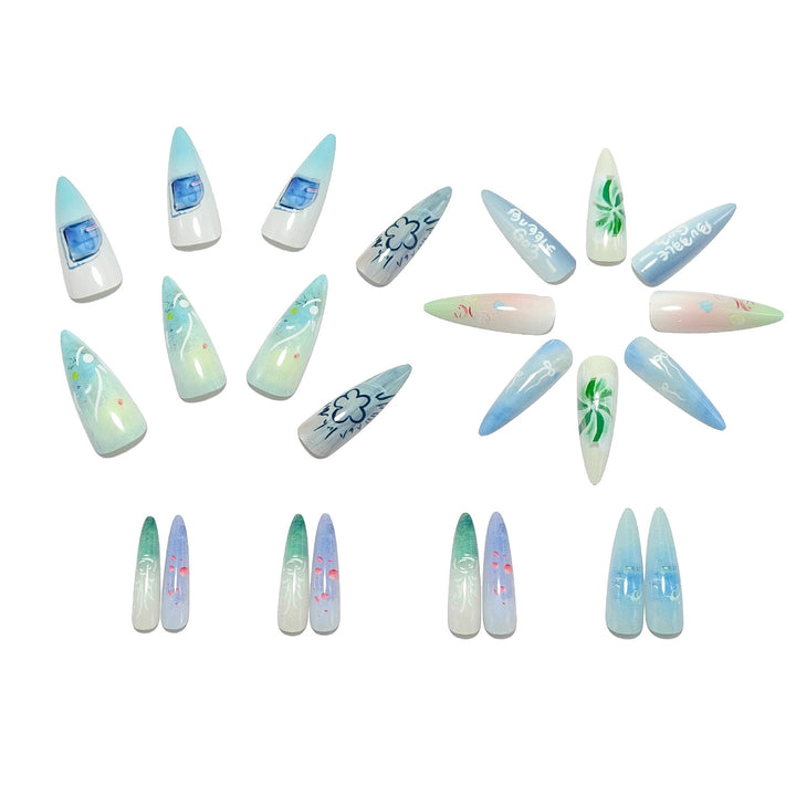 Acrylic Nail Set with Exclusive Drop Design Bowlift