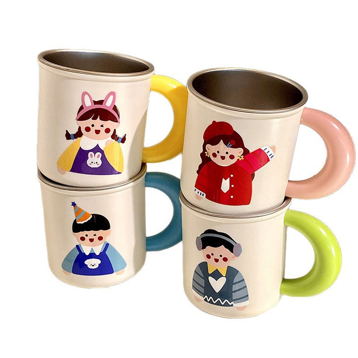 Stainless Steel Coffee Mug with Cheerful Children's Design Bowlift