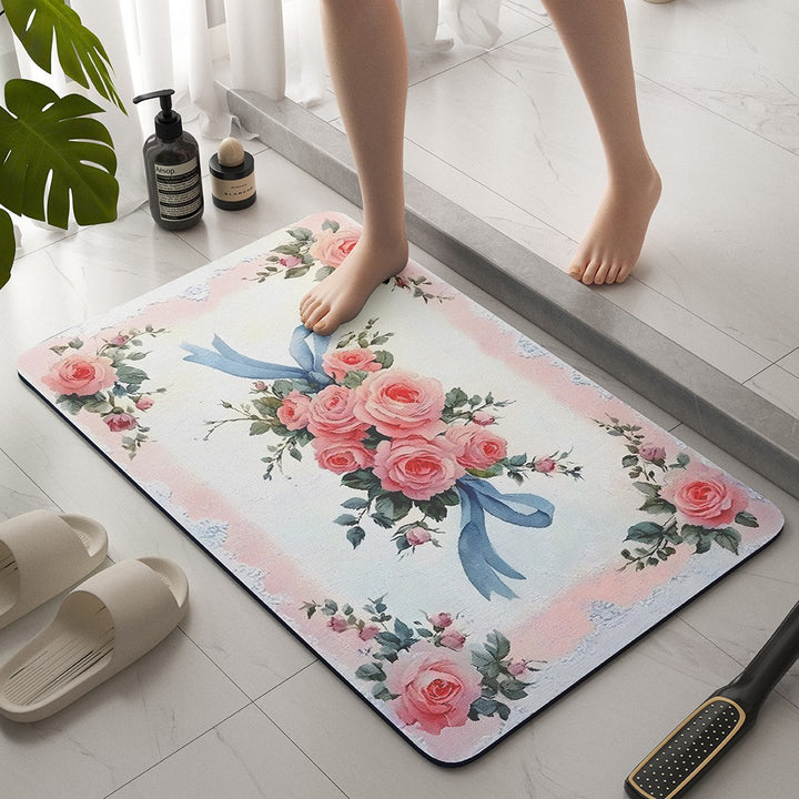 Vintage Floral Bath Mat Bowlift