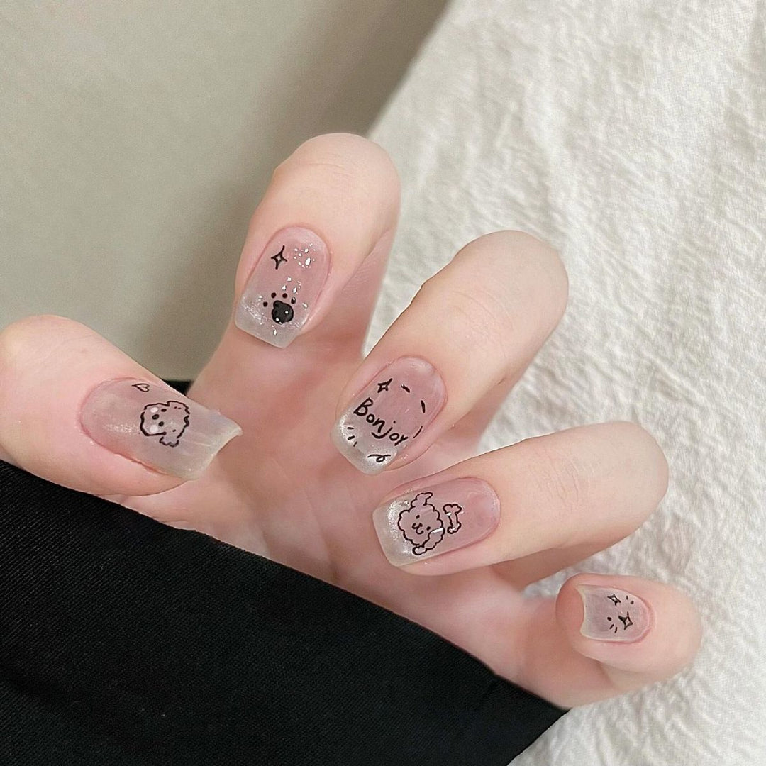 Creative Cartoon-Themed Press-On Nail Set Bowlift
