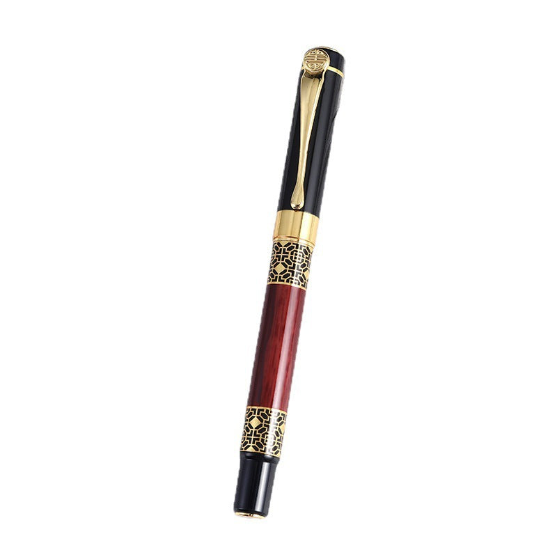 Luxury fountain pen with engraved gold filigree barrel and polished metal clip Bowlift