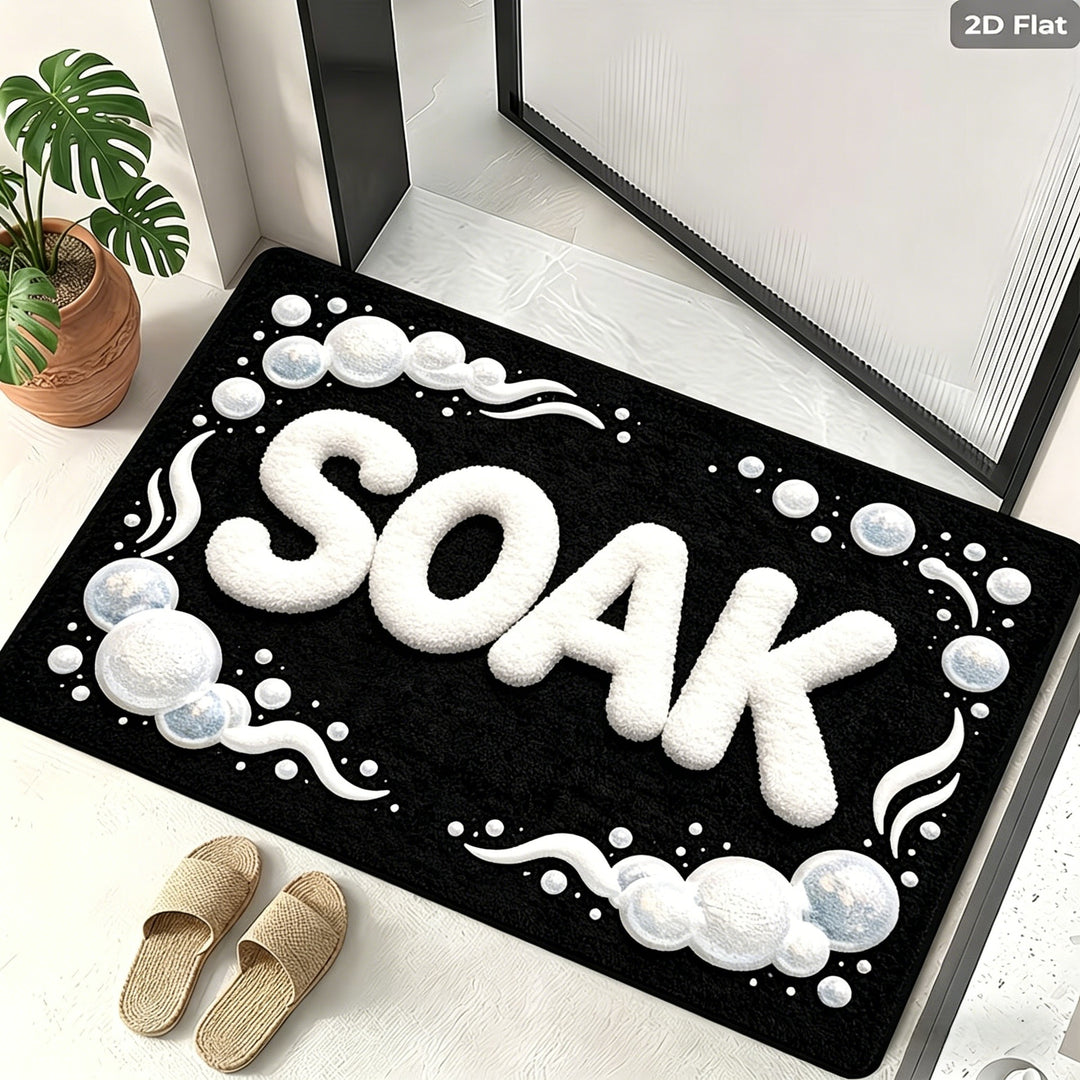 Plush Bath Mat with Motivational Quote